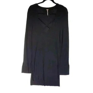 free People black Long Sleeve Crisscross Front dress Sz Medium